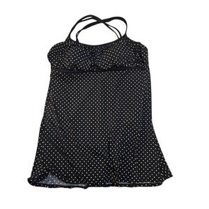 Slimshaper Womens Black White Polka Dot Swim Dress One Piece Swimsuit Size 14